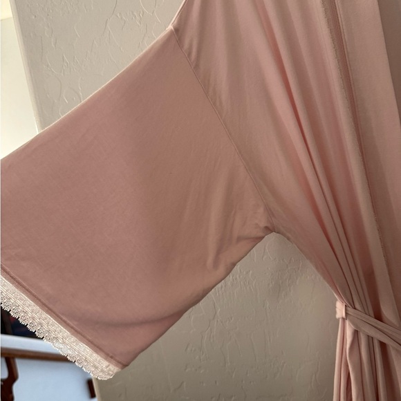 Victoria’s Secret Pink Kimono Robe M/L Lace Trim Belted Lounge Sleepwear Wrap - Picture 3 of 8